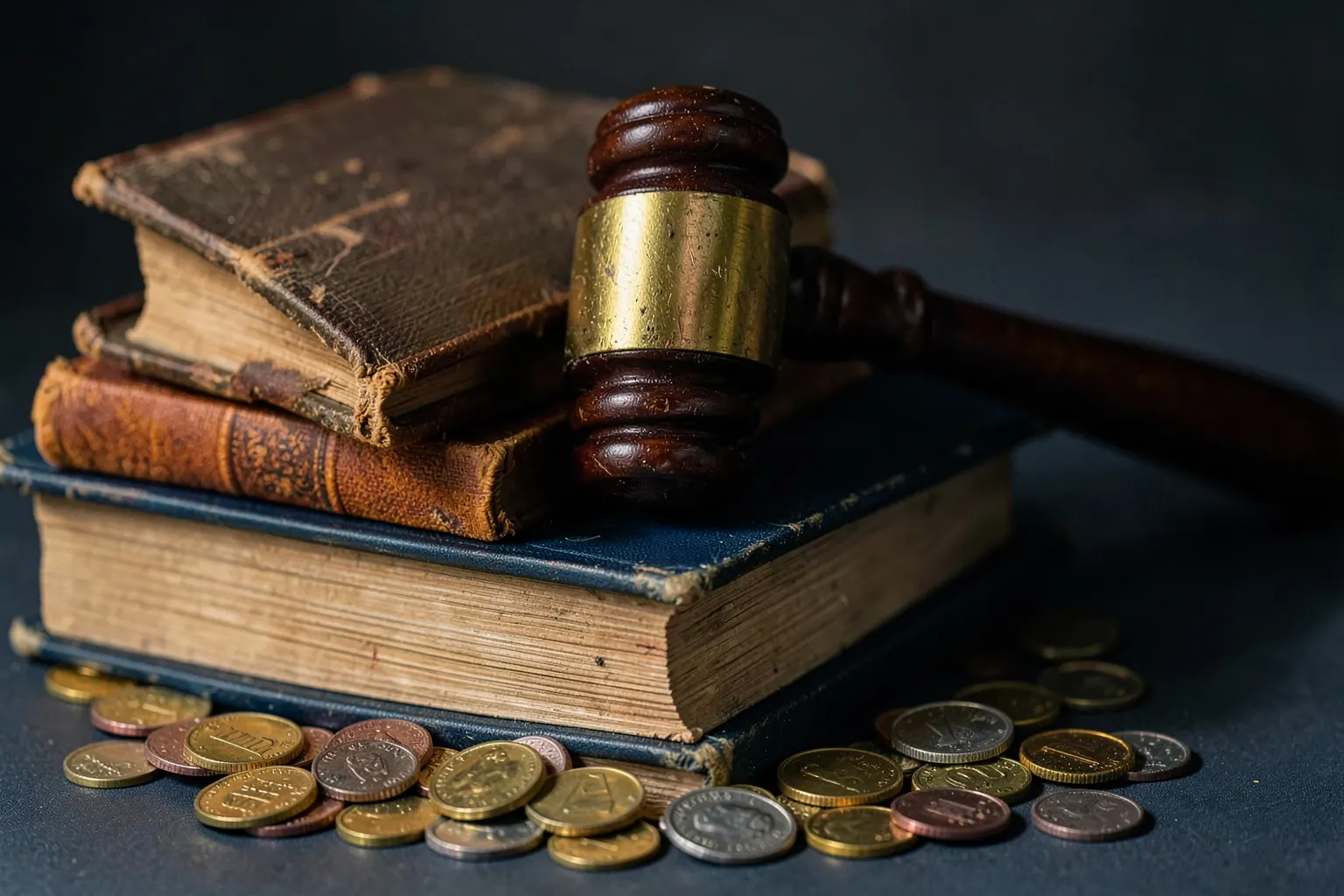 Lei da aposentadoria antecipada em destaque com um martelo de juiz sobre livros de direito e moedas.