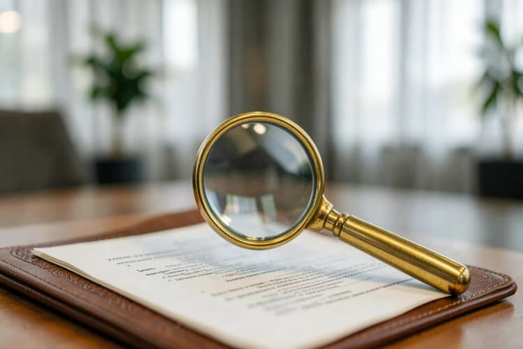 Ícone de consultoria previdenciária com lupa e documento