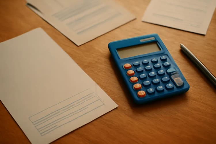 documentos e calculadora simbolizando o cálculo do salário-maternidade